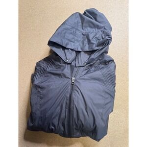 Lululemon Athletica Women Charcoal Grey Pleated Hooded Windbreaker Jacket Size 6